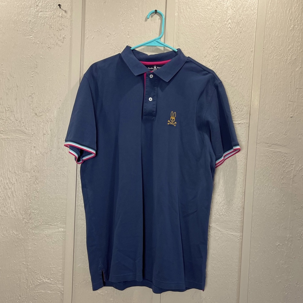 Men’s XXL Navy Blue Psycho Bunny Polo with Gold
